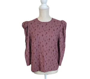 a.n.a Women's Rose Pink Southwestern Print Puff Shoulder 3/4 Sleeve Top Blouse M - Picture 1 of 4