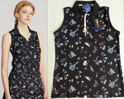NUEVO CON ETIQUETAS RLX RALPH LAUREN Camisa Polo Sin Mangas Estampada Ajuste A Medida Flujo de Aire Talla S Foto 1 de 4