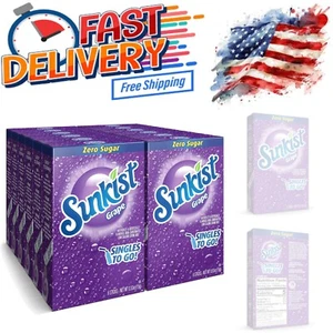 Sugar-Free Sunkist Soda Singles To Go, Grape Drink Mix - 12 Boxes, 72 Packets - Picture 1 of 4