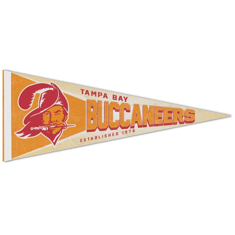 BANDERÍN DE FIELTRO ENROLLABLE RETRO CLÁSICO TAMPA BAY BUCCANEERS 12"x30" NUEVO WINCRAFT 🏴‍ Foto 1 de 1
