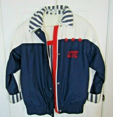 Chaqueta London Fog Unisex Cremallera Completa y Snap Up Rojo/Blanco/Azul Estrellas Rayas Talla M Foto 1 de 4