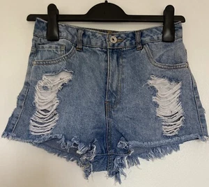 Missguided women’s light blue ripped shorts UK Size 8 - Picture 1 of 3
