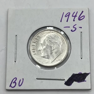 1946 S Roosevelt Dime Gem Bu Uncirculated 90% Silver - Picture 1 of 2