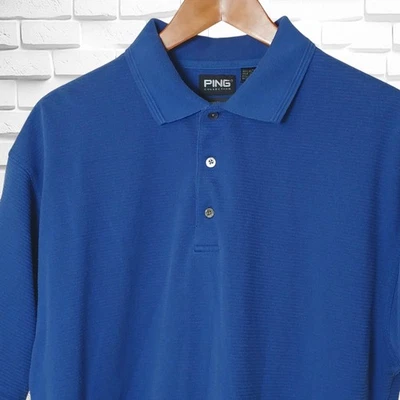 Men's PING Polo Shirt, Size Large, Royal Blue, Cotton/Poly Blend, Rib Knit - Image 1 of 4