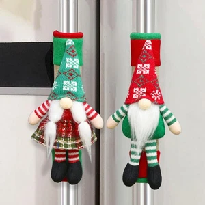 Christmas Refrigerator Handle Covers Set 2 Cute Gnome Design Easy Slide - Picture 1 of 12