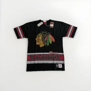 Camiseta Mitchell & Ness Para Hombres Chicago Blackhawks NHL Moda Grande Logo Actual - Imagen 1 de 6