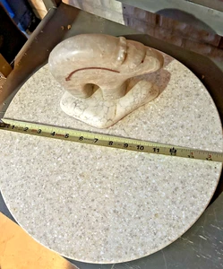 Stone Lazy Susan with Carved Stone Bear Handle Marble/Onyx Rotating Serving Tray - Picture 1 of 3