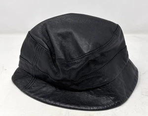 Vintage Wilsons Leather Bucket Hat Black Sz L - Picture 1 of 4
