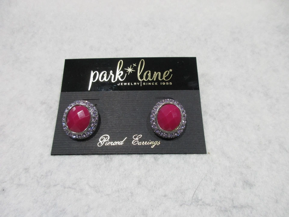 Park Lane серебристого тона фуксия розовый кабошон розовый Pave Halo винтажный потрясающий - Изображение 1 из 2