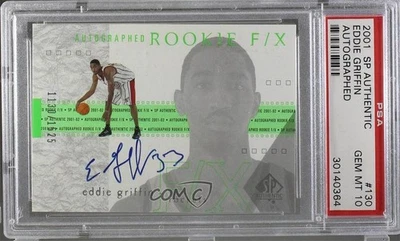 2001-02 SP Authentic F/X /1525 Eddie Griffin #130 PSA 10 GEM MT Rookie Auto RC - Image 1 of 2