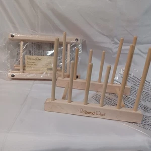 (2) Pampered Chef Steinzeug Aufbewahrungsregale Holz verstellbar 1 versiegelt - Bild 1 von 6