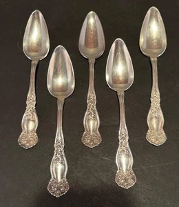 5 ANTIKE ORANGENBLÜTEN-FRUCHTLÖFFEL WM. Rogers & Sohn 29. November 1910 - Bild 1 von 3