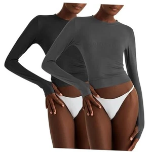 Women's Trendy/Workout/Lounge Large B2_2 Pack_black&deep-grey_long Sleeve - Picture 1 of 7