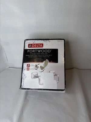 Delta Portwood 6 in. Double Hand Towel Bar in Chrome OPEN BOX NEW MINT - Image 1 of 4