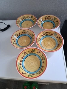 Royal Norfolk Oliven Suppe Müslischalen roter Ring blaues Band Wirbel Menge 5 - Bild 1 von 5
