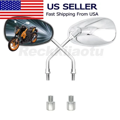 Espejos retrovisores cromados de 10 mm para motocicleta VTX 1300/1800/R/S/T/C Foto 1 de 4