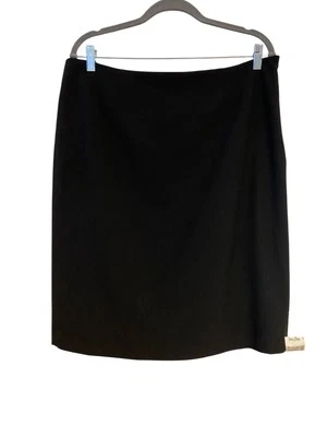 Falda elástica Anne Klein negra línea A talla 16 hasta la rodilla carrera oficina iglesia Foto 1 de 4