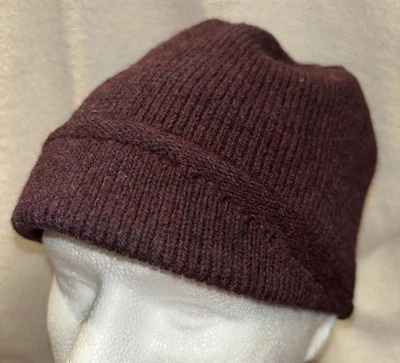 Volcom Mens Knit Beanie Wool Blend Burgundy - Image 1 of 4