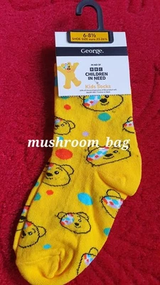 BBC CHILDREN IN NEED @ GEORGE BBC Children In Need - Pudsey Bear Socks - Size 6-8.5 (Eur 23-26.5)