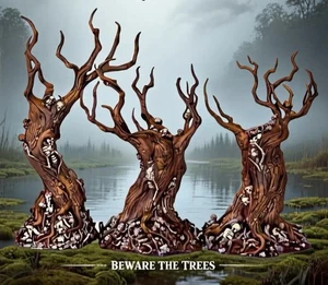 Bemalt (3) Blutbäume Gelände 3D gedruckt Resin RPG Minis Dungeons And Dragons - Bild 1 von 3