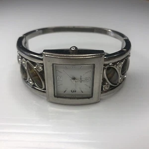 X11 WMB02 415 Japan Silver Stainless Abalone crystals Retro Bangle Cuff Untested - Picture 1 of 7