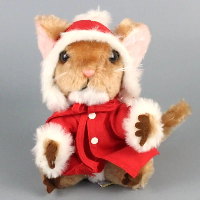Dakin Merry Mouse VTG 1981 Plush Pricilla Hillman Christmas Red Coat fur trim 6" - Image 1 of 4