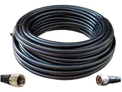 LMR400 Type Coaxial Cable Assembly PL259 To N Male Connectors 25 50 75 100 ft - Image 1 of 2
