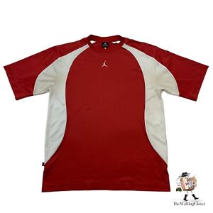 Jordan Active T-Shirt Mens L Large Red White Short Sleeve Crew Neck Athletic