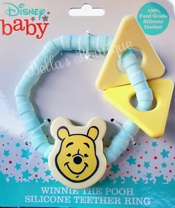 DISNEY BABY WINNIE THE POOH RATTLE AND SILICONE TEETHER RING. - Picture 1 of 1