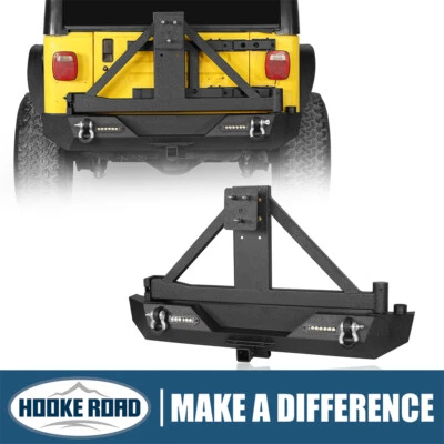 For 1987-2006 Jeep Wrangler YJ TJ Rear Bumper w/ Tire Carrier & Floodlight Steel - Image 1 of 4