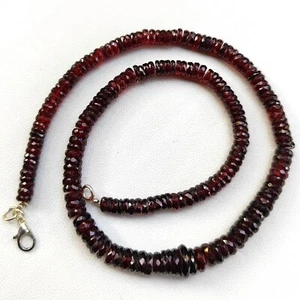 Collar de 17,5" con cuentas facetadas en forma de Heishi de piedras preciosas de granate natural de 5 a 9 mm - Imagen 1 de 6