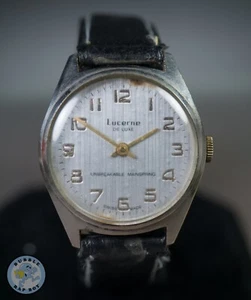 VINTAGE SWISS MADE LUCERNE MANUAL WIND UNBREAKABLE MAINSPRING WRISTWATCH - Picture 1 of 12