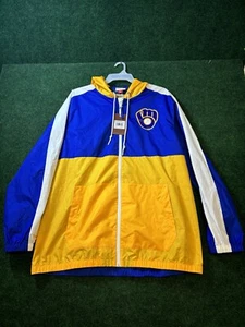 Brand New Men's Mitchell&Ness MLB Milwaukee Brewers Windbreaker Jacket - XL - Picture 1 of 7