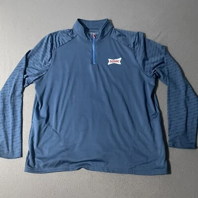 Sonic Drive In Employee Jacket XL Blue 1/4 Zip Pockets Work Stretch Mock Neck - Image 1 of 4