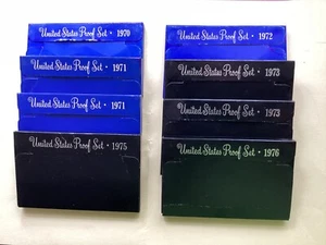 PROOF SETS 1970-1971- 1972 1973-1975 1976 ( 8 Sets ) - Picture 1 of 2
