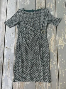 Jessica Howard Womens Dress 12 Paisley Print Side Ruched Buckle Side Green - Picture 1 of 9