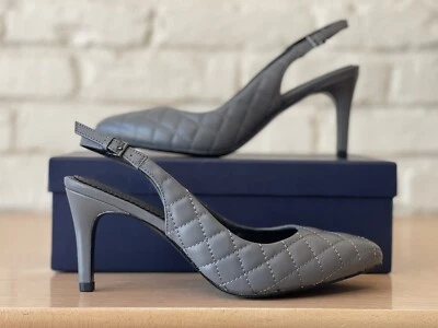 Женские винтажные стеганые кожаные туфли-лодочки Brooks Brothers размер 8 с серой пряжкой - Изображение 1 из 4