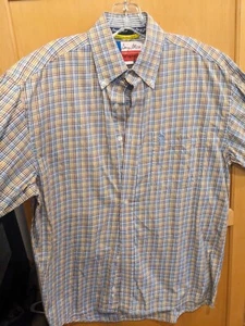 GEORGE STRAIT WRANGLER Shirt Mens Large Cowboy-Cut Collection Rodeo Plaid blue + - Picture 1 of 6