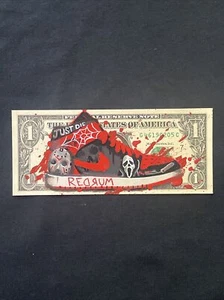 Horror Air Jordan 1 Dollar Bill painting tattoo art Murder Money - Picture 1 of 7