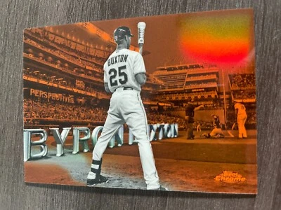 2016 Topps Chrome Byron Buxton #PC-10 Perspectives Orange Refractor serial /25 - Image 1 of 2