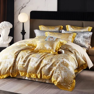6 Pcs Bedding Set Cotton Jacquard Quilt Cover Flat Sheet Pillowshame Pillowcases - Picture 1 of 60