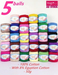 5pcs 100% Super Soft Crochet Cotton Ball 50g 3Ply Wool Yarn 38 Colour Available - Picture 1 of 11