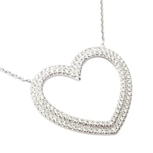 ¡Auténtico! Collar colgante Tiffany & Co platino diamante corazón doble metro - Imagen 1 de 11