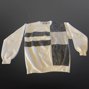 Cool Vintage color block textured made in Korea sweater Unisex