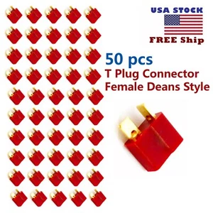 50 pcs T Plug Connector Female Deans Style For Lipo RC Battery ESC US Free Ship - Picture 1 of 1