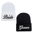 Bride & Groom Wedding Beanie Caps Hats Couple's Gift Mr. & Mrs. Black and White