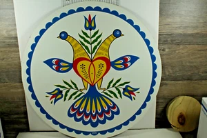"Letrero hexagonal vintage Pennsylvania holandés 15,5"" doble pájaro con tulipanes" - Imagen 1 de 2
