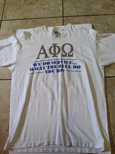 Vintage Alpha Phi Omega Vanderbilt University Shirt Single Stich Usa Yellowing - Picture 1 of 21