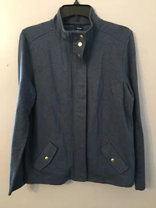 BASIC EDITIONS DAMEN BLAUE BAUMWOLLJACKE MIT REISSVERSCHLUSS - MED - Bild 1 von 8
