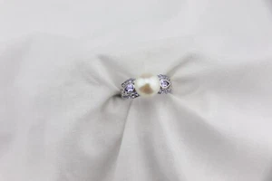HONORA Sterling Silver Tanzanite & White Pearl RING 10 mm Pearl sz 8 - Picture 1 of 13